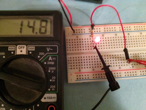 circuit with multimeter attached to measure current
